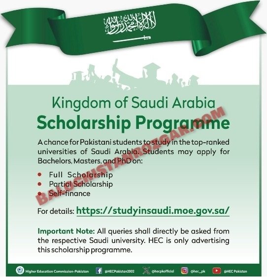 Kingdom of Saudia Arabia Scholarships For Pakistan 2023