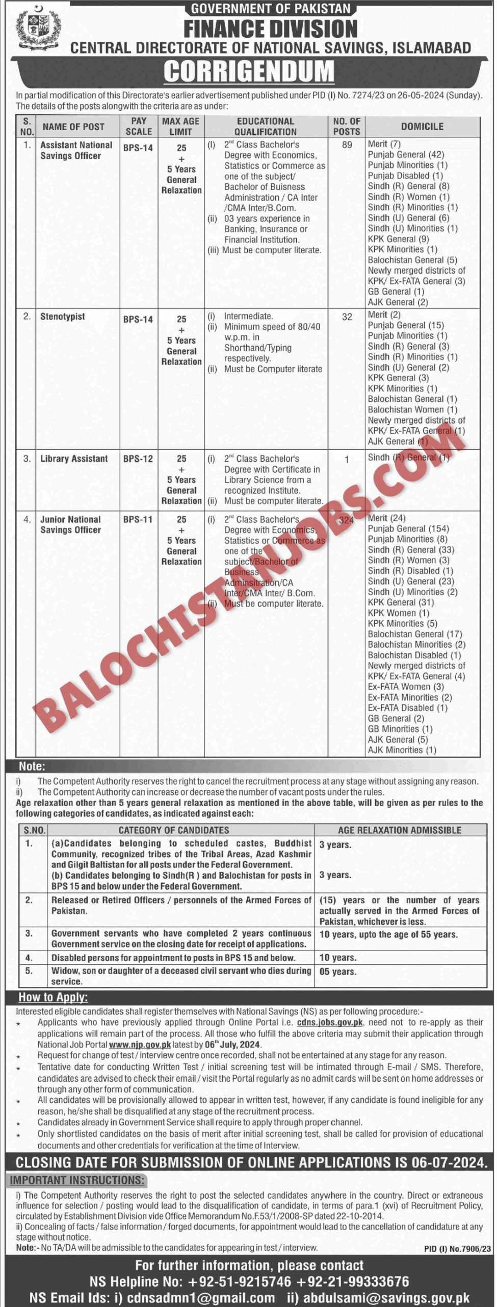 Central Directorate of National Saving Islamabad Jobs 2024