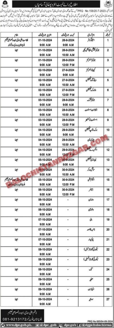 Social Welfare and Special Education Balochistan Test Interview 2024