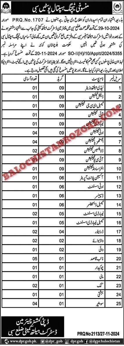 Health Department Sibi Jobs 2024