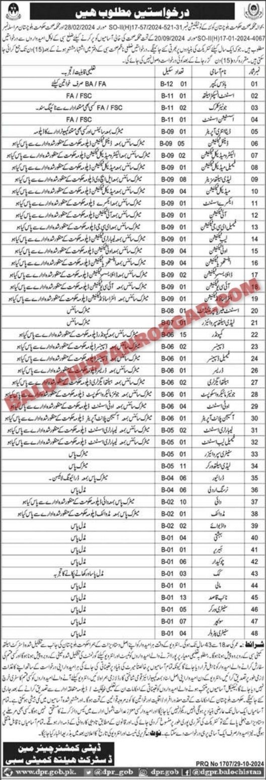 Health Department Sibi Jobs 2024q