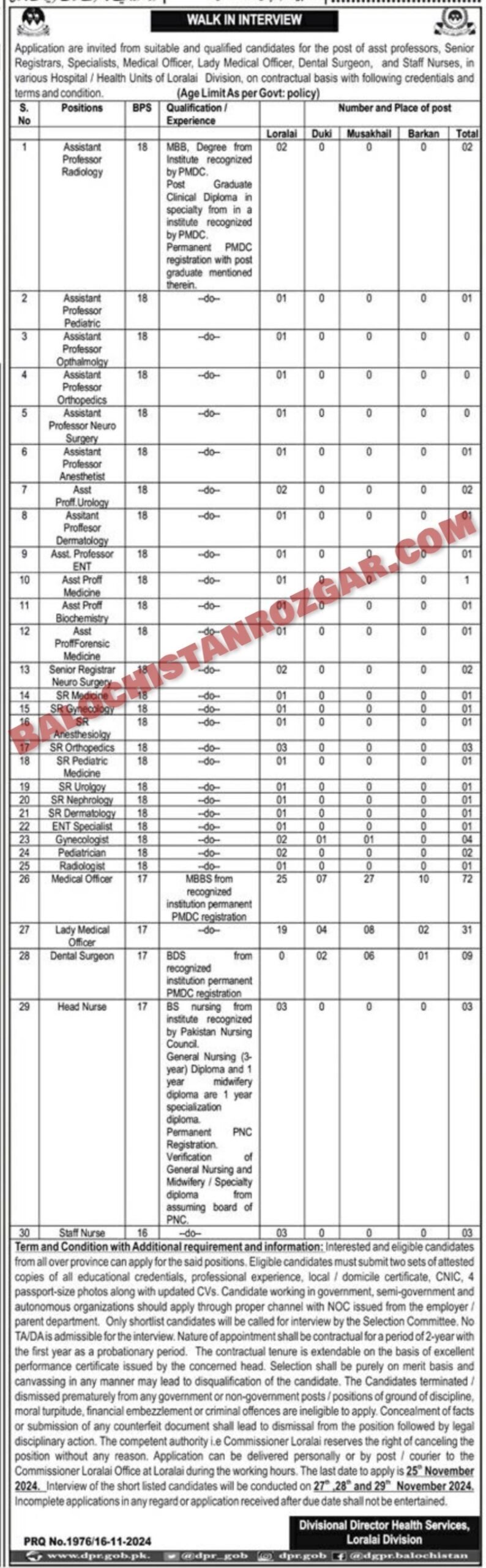 Divisional Director Health Services Loralai Division Jobs 2024