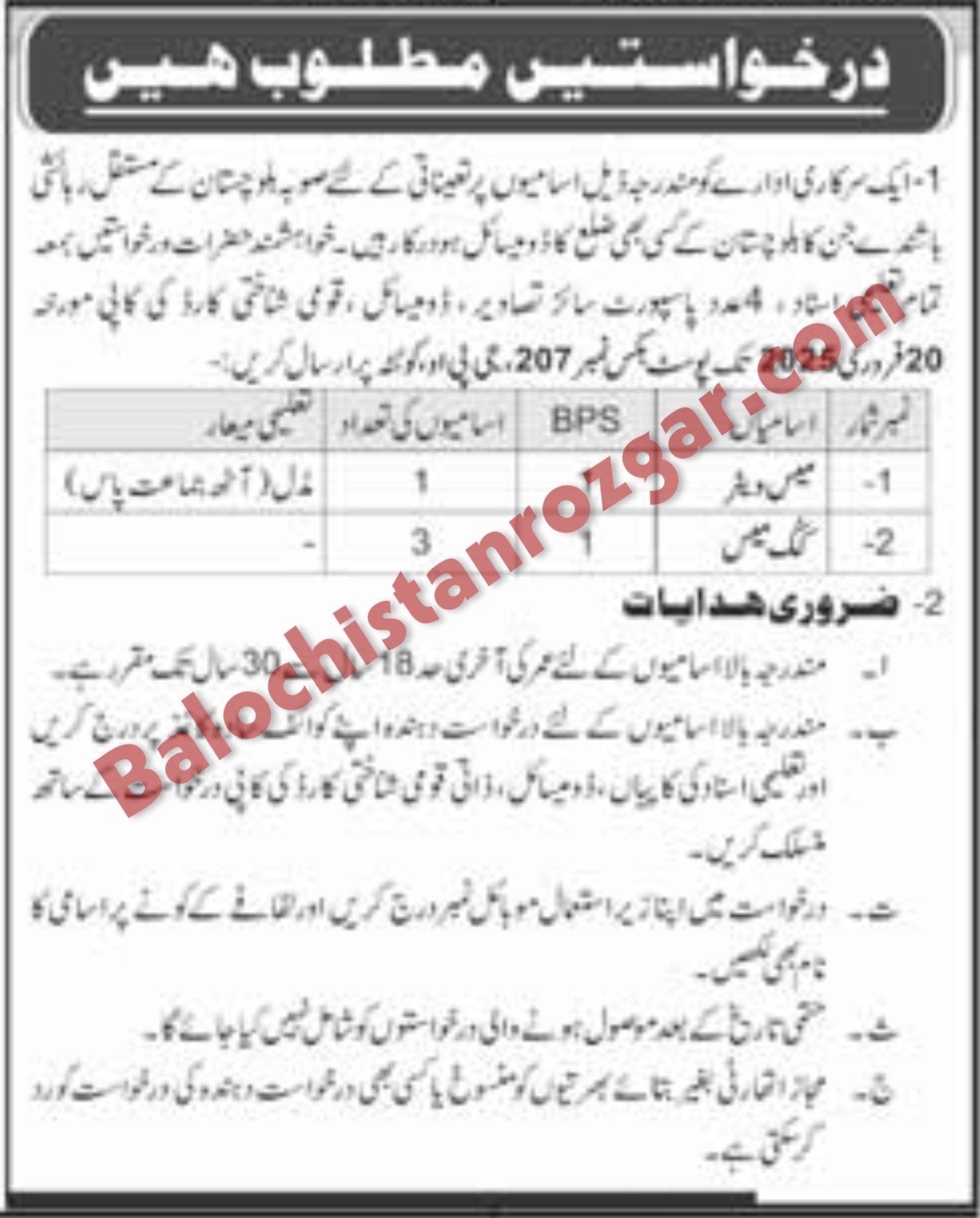 Government Organization Quetta Jobs 2025