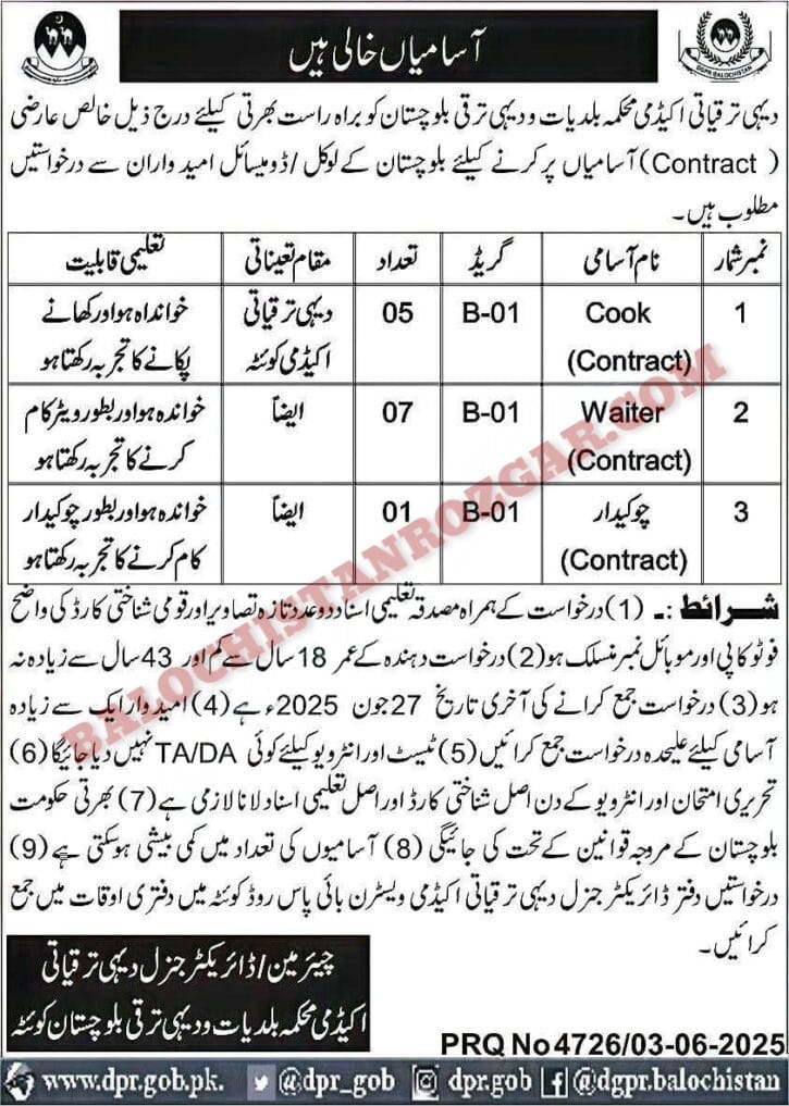 Local Government Department Balochistan Jobs 2025