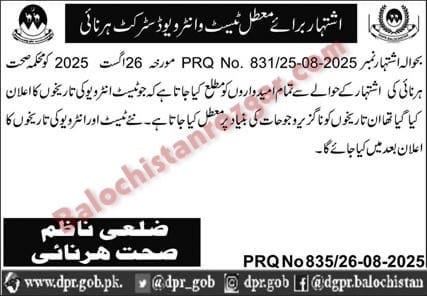 Health Department Harnai Jobs Test Interview 2025