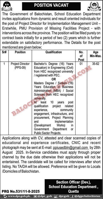 Education Department Balochistan Project Director