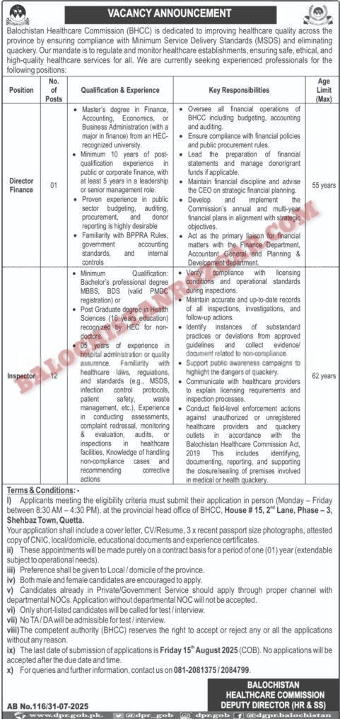 BHCC Jobs Balochistan New