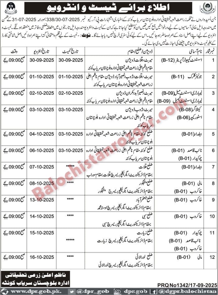 Agriculture Research Department Balochistan